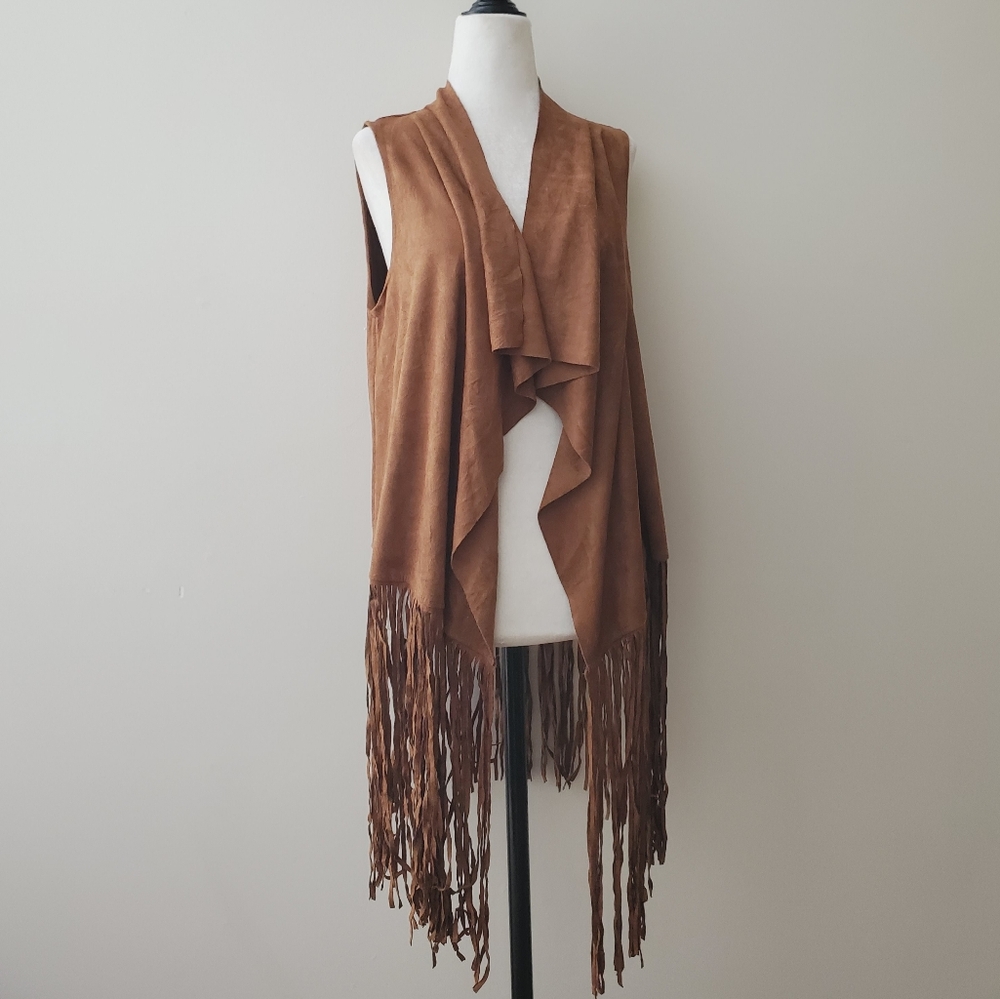 Western Fringe Waterfall Vest Cardigan